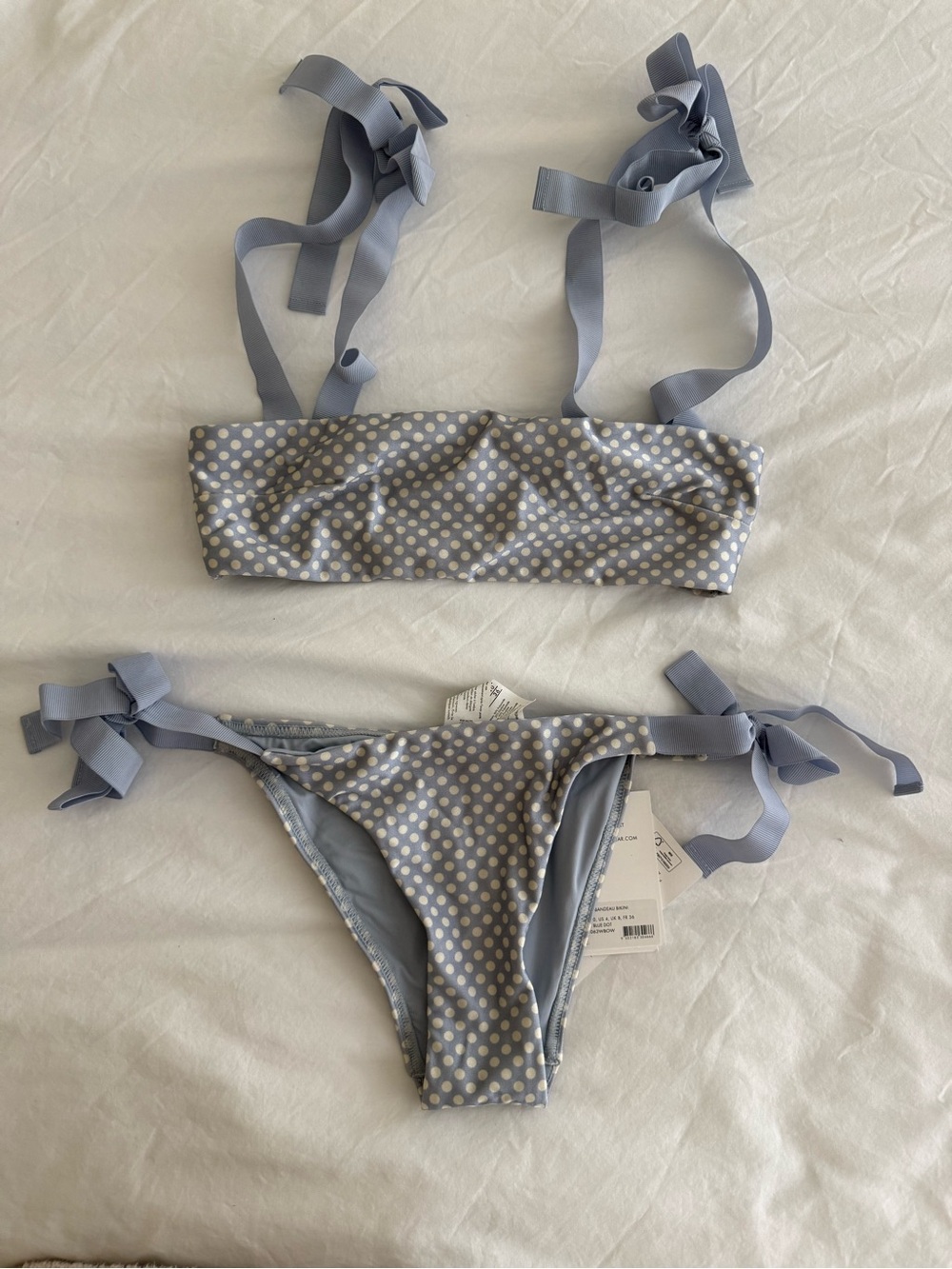 Zimmermann Light Blue Polka Dot Tie-Shoulder Bikini